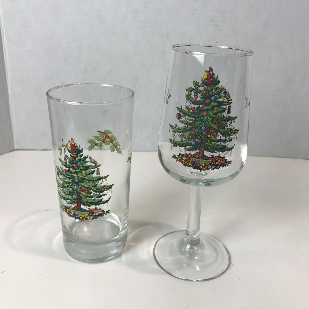 SPODE glass christmas tree tumbler & Stemware